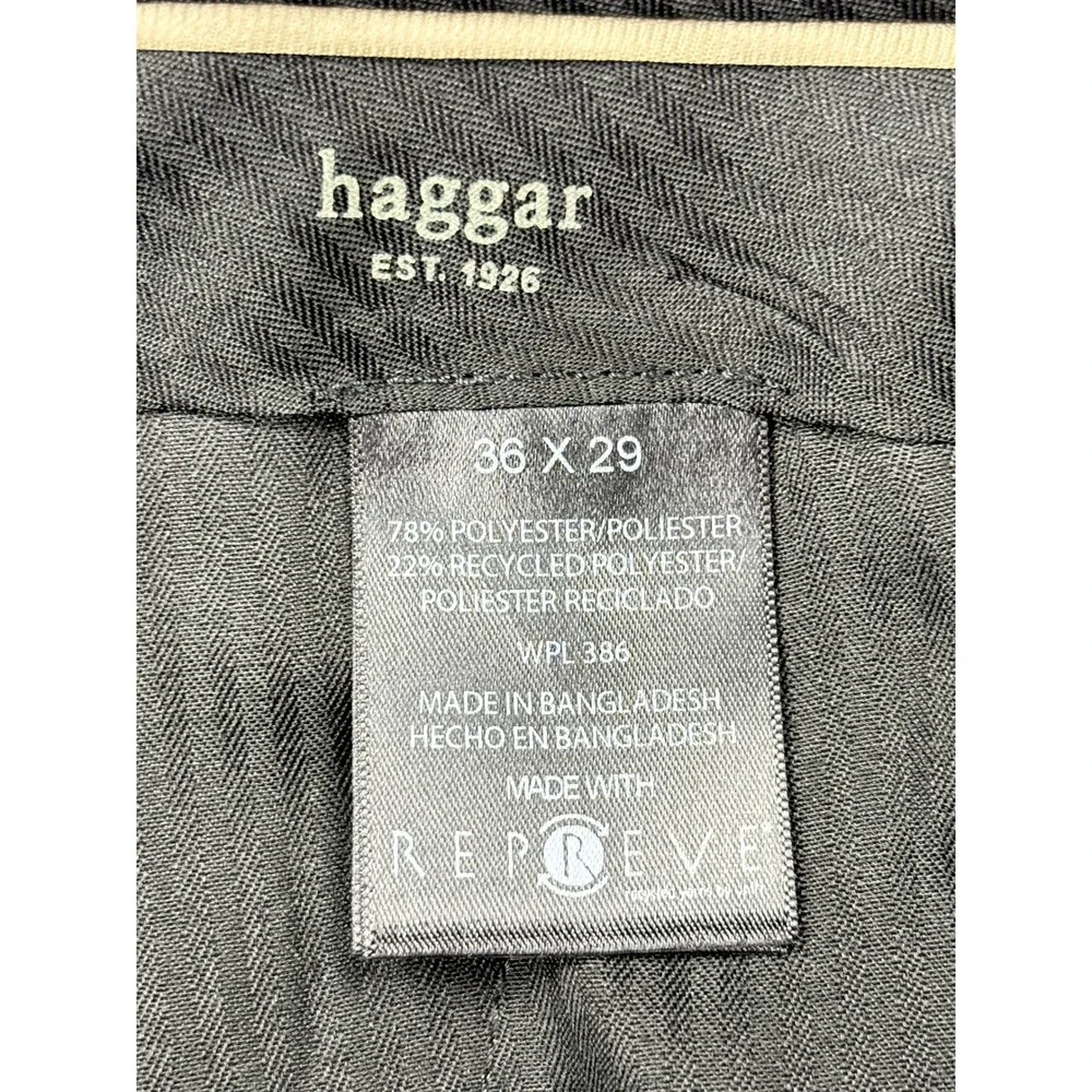 Haggar‎ eCLO Dress Pants Mens 36x29 Medium Taupe Flex Gabardine Flat Front NWT
